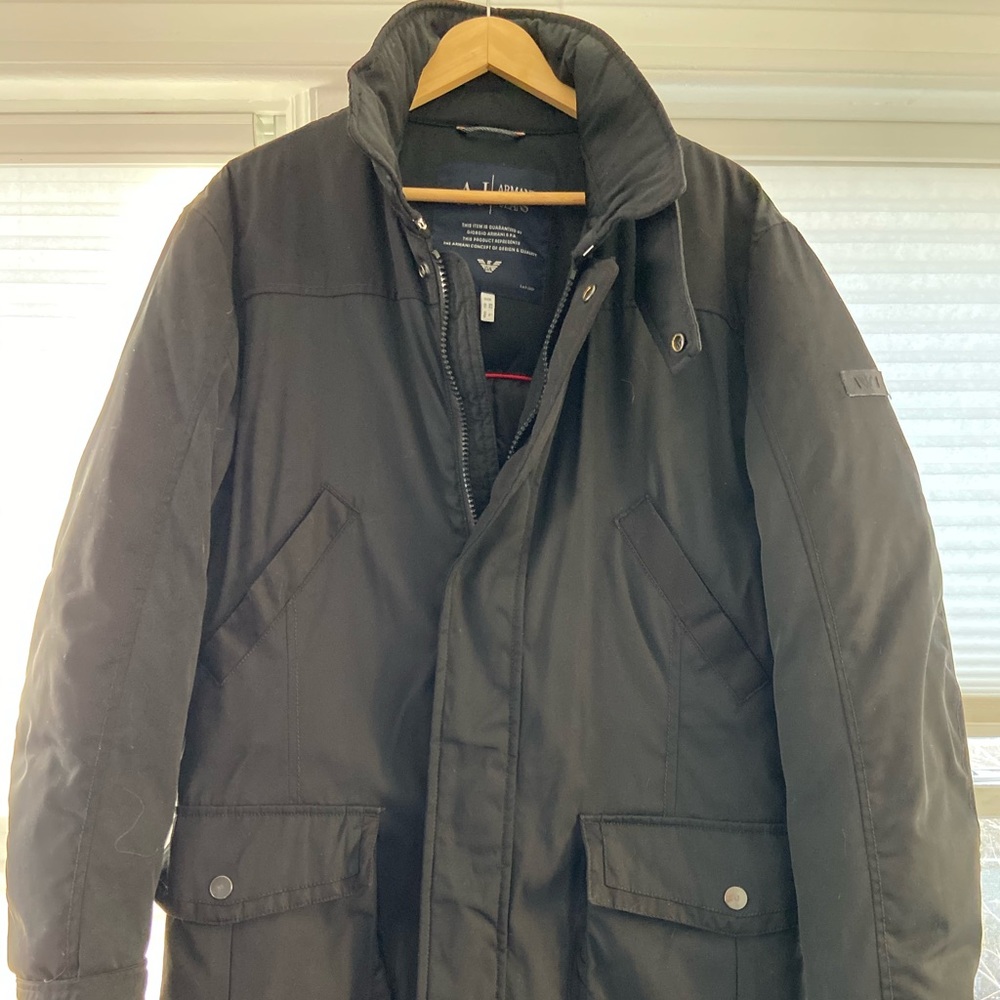 Armani Jeans Black Winter Coat — Worn Once